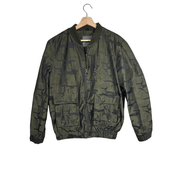 Blank NYC Camo Bomber Jacket Camouflage Military Utility Streetwear Green Sz M - Picture 1 of 11